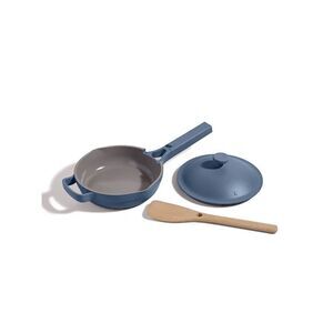 Our Place -  3PC Aluminum Ceramic Glass Mini Pan Cook Blue